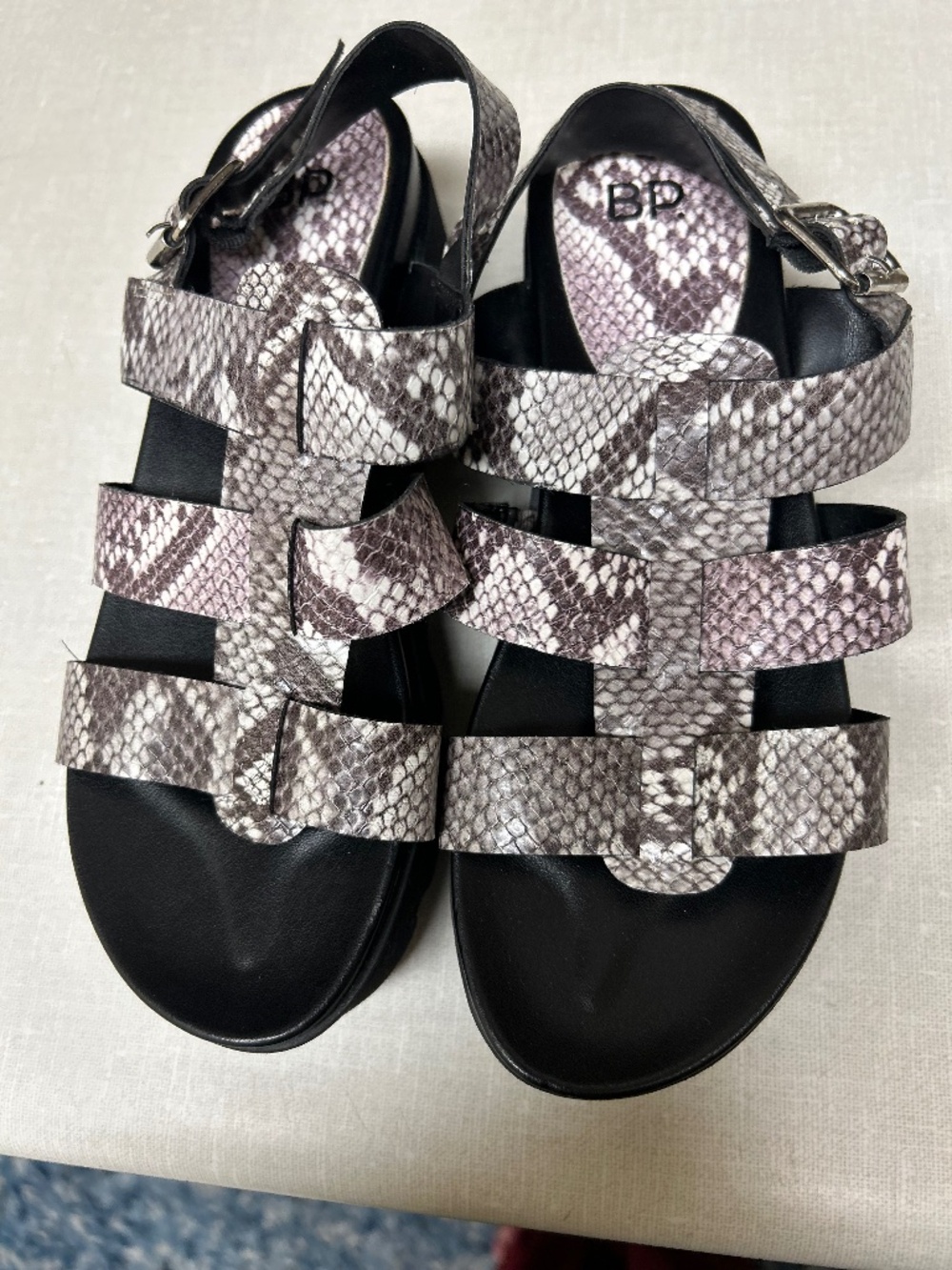 Bp Platform Animal Print Strappy Sandals New!